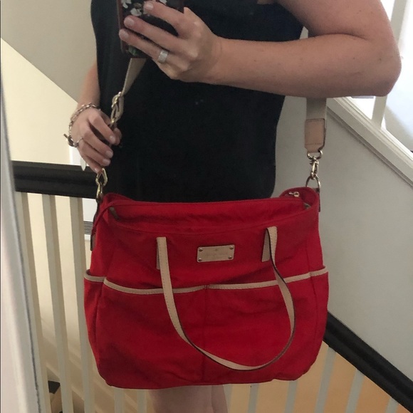 Authentic red and beige Kate Spade Diaper Bag - Picture 5 of 6